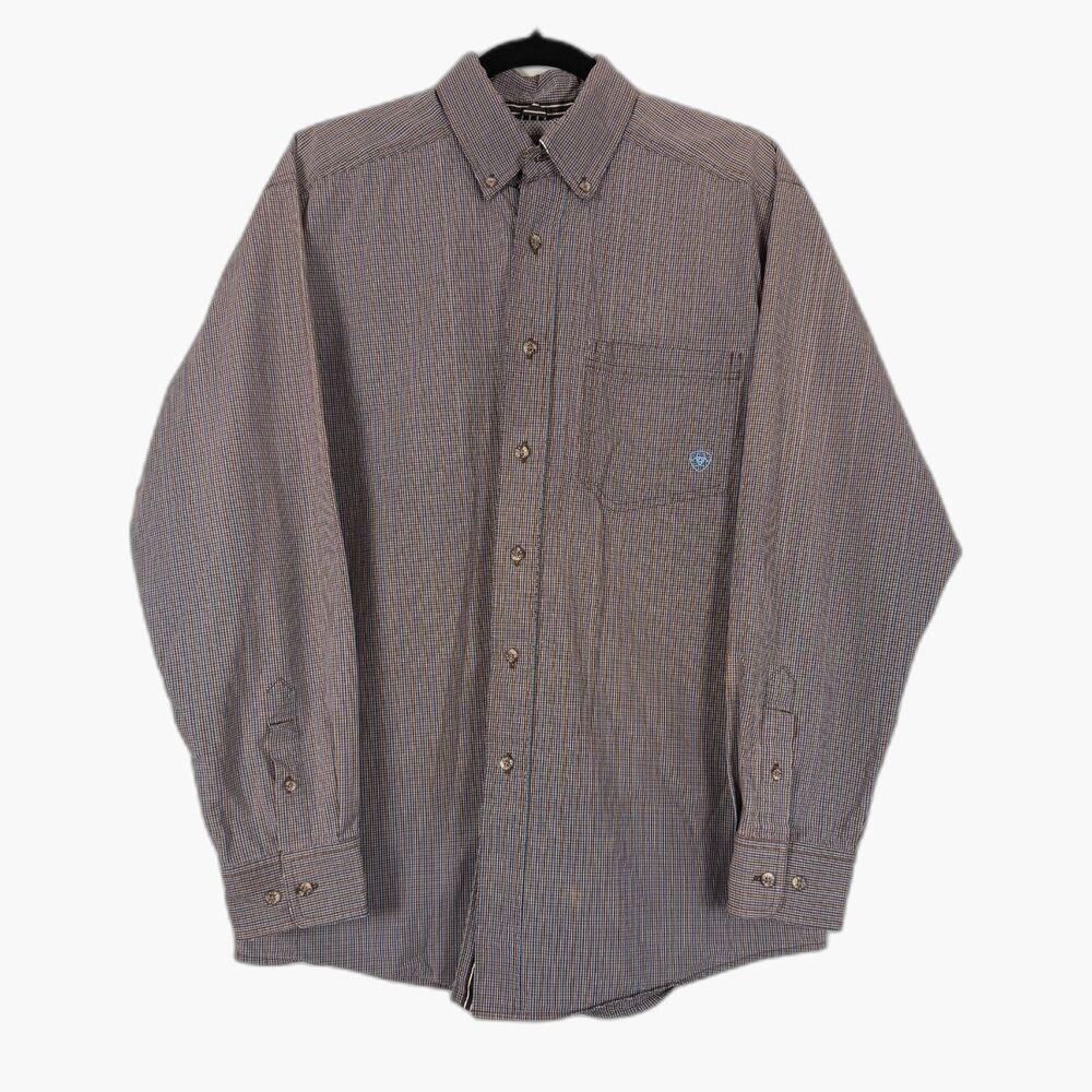 Ariat Pro Series Western Shirt Mens M Plaid Button Down Vented Work Cowboy